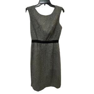 Club Monaco Sz 8 Wool Betsey Sheath Midi Length Sleeveless Dress Gray Black